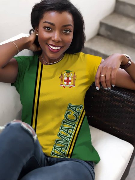 Jamaican Style Women T-Shirt Round Neck Tee Cotton