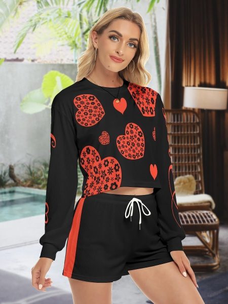 Casual Fashion Short & Sweatshirt Women Set Outfit Suit