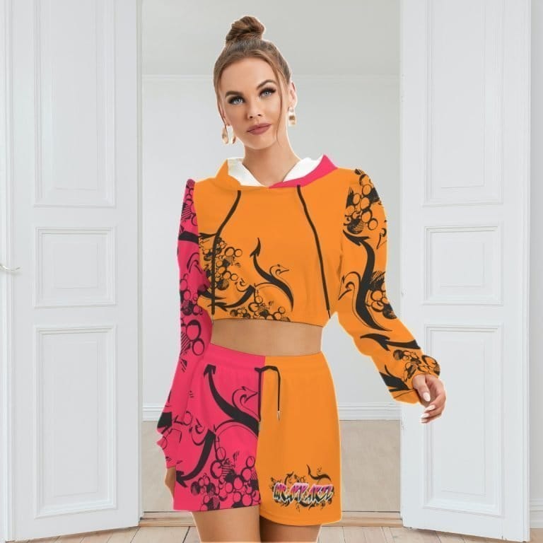 Women Sporty Hoodie And Shorts Set Mirco Outfit Fleece