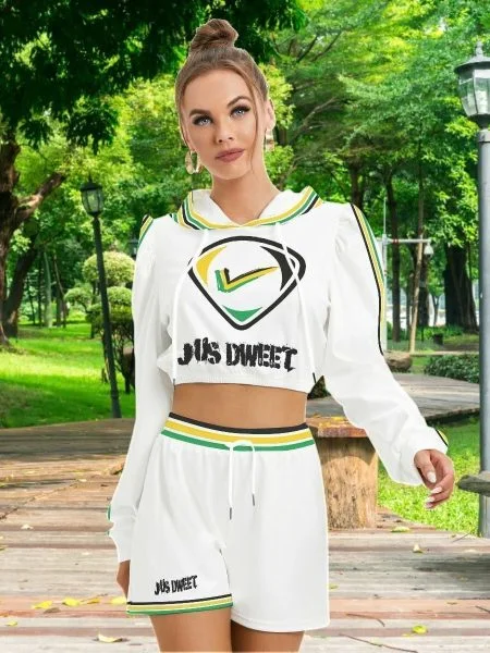 Women Jamaican Hoodie And Shorts Set Mirco Fleece Outfit