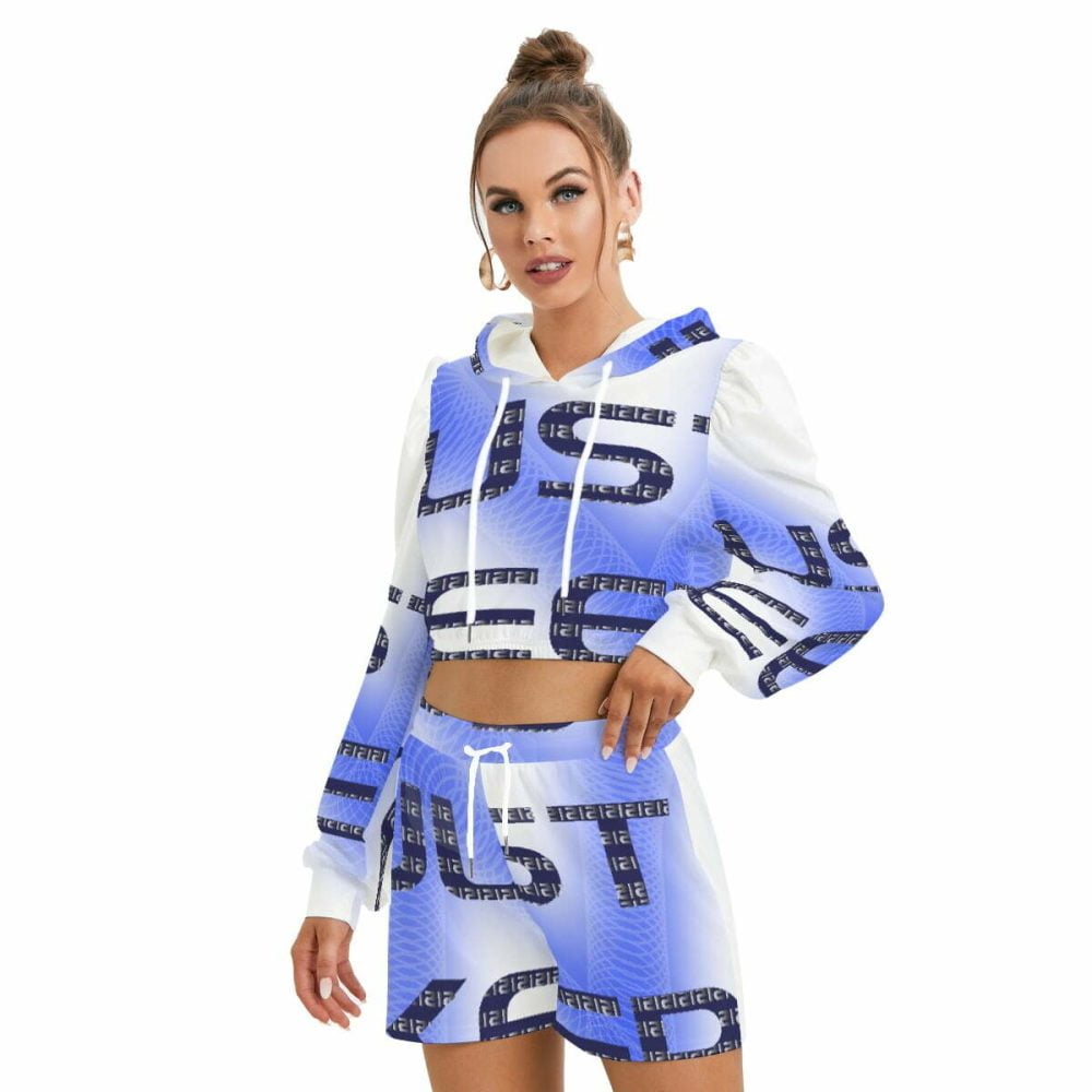 Just Us Hoodie And Shorts Women Outfit Mirco Fleece Set