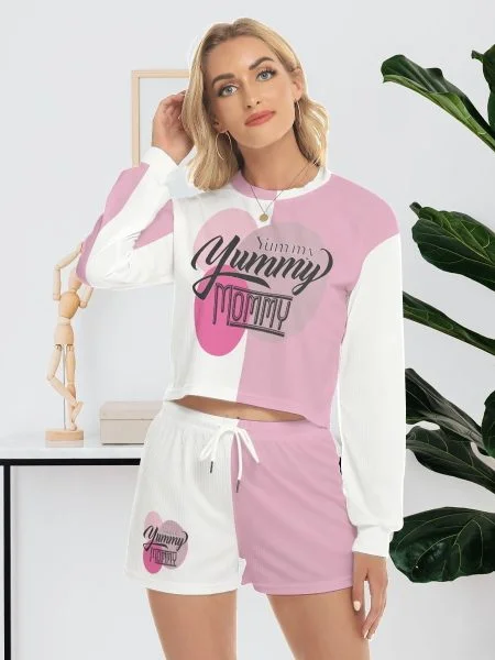 Yummy Mommy Short & Sweatshirt Women Set Outfit Suit