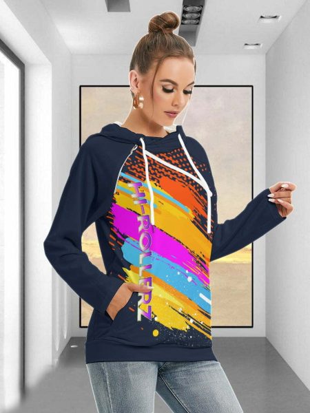 Rainbow Women Sweatshirt Hoodie With Double Hood