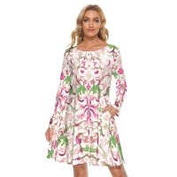 Women Flowered Trending Mini Dress Summer Crew Neck