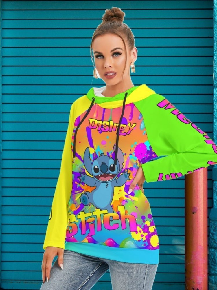 Women Stitch Colourful Hoodie Sweatshirt Sweater Double Hood