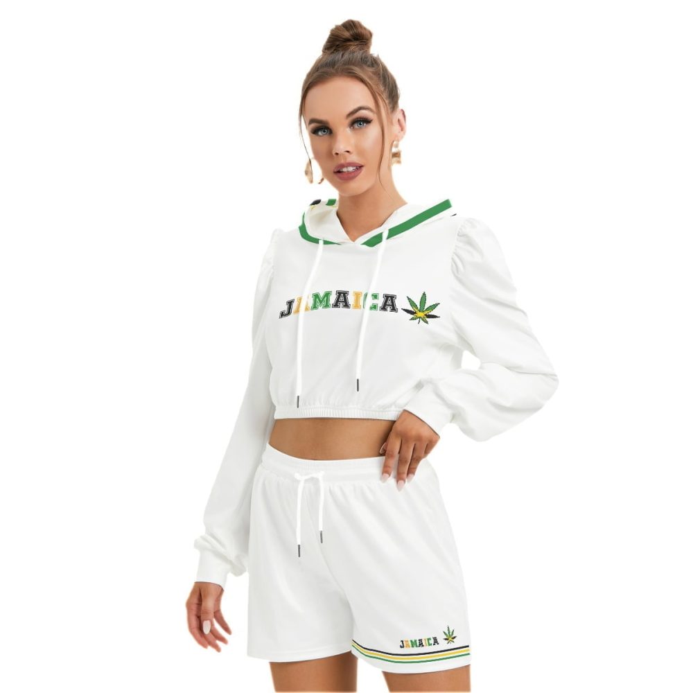 Jamaican Ting Hoodie And Shorts Outfit Women Mirco Fleece Set