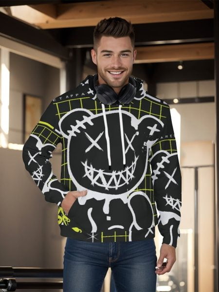 Crazy Bear Men Hoodie Pullover Street Battle