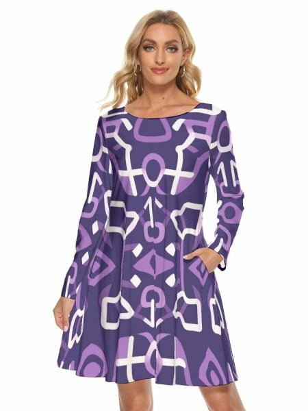 Purple Summer Women Mini Dress Night Out Crew Neck