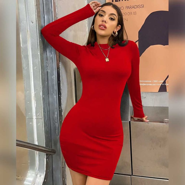 Bodycon-Mini-Dress-Women-Turtleneck-Long-Sleeve-4