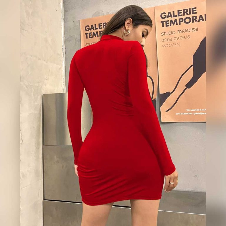 Bodycon-Mini-Dress-Women-Turtleneck-Long-Sleeve-5