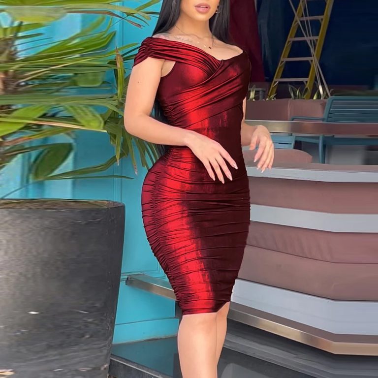 Off-Shoulder-Midi-Dress-Bodycon-Overlap-Ruched-6