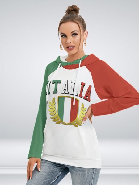 Trendy Italian Women Hoodie Pullover Double Hood