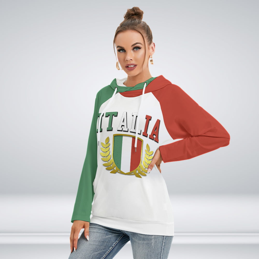 Trendy Italian Women Hoodie Pullover Double Hood