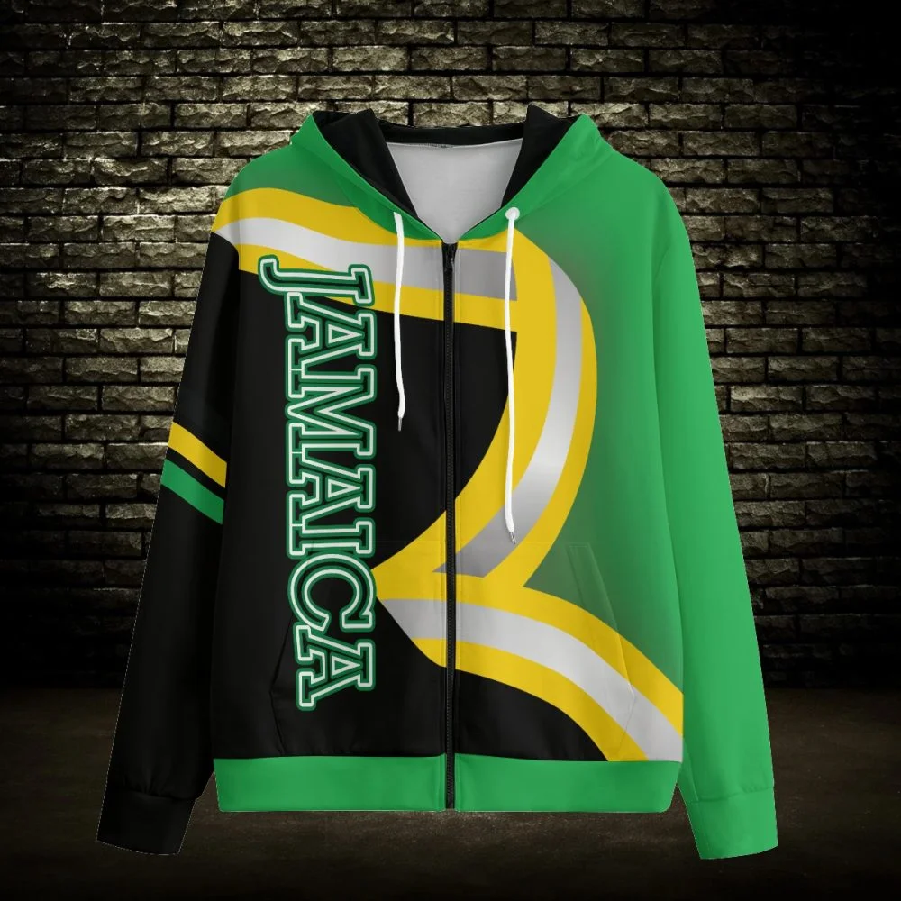 Very Comfortable Jamaican Hoodie For Men Zip Up With Pocket