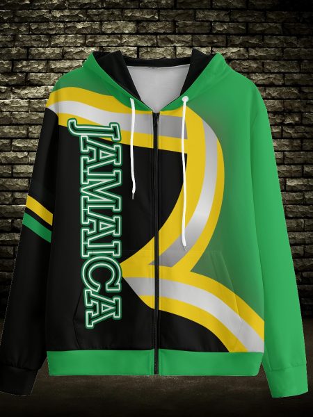 Very Comfortable Jamaican Hoodie For Men Zip Up With Pocket