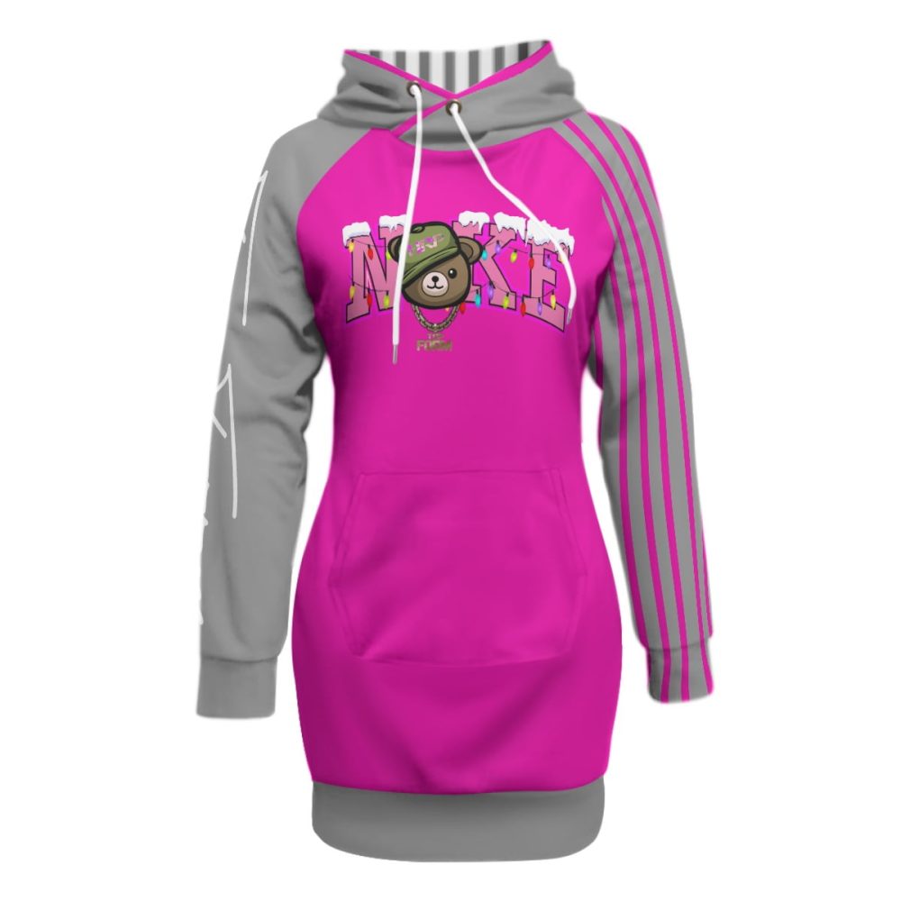 G Pink Bear N Women Pullover Hoodie With Raglan Sleeve