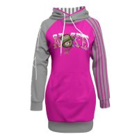 G Pink Bear N Women Pullover Hoodie With Raglan Sleeve