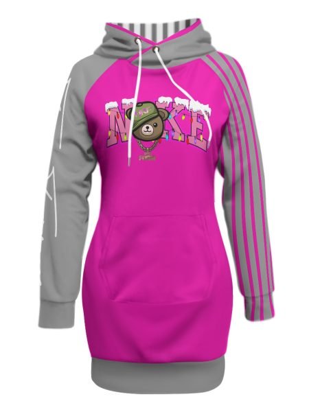 G Pink Bear N Women Pullover Hoodie With Raglan Sleeve