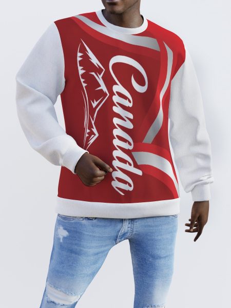 Men Red Canada Sweater Fall Outerwear Sports Wear