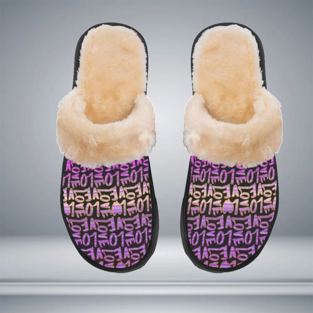 Purple Love Snugly Slippers Plush Women Home