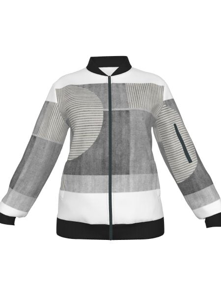 Women Grey Scale Jacket Bomber Style Design