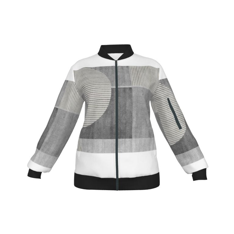 Women Grey Scale Jacket Bomber Style Design