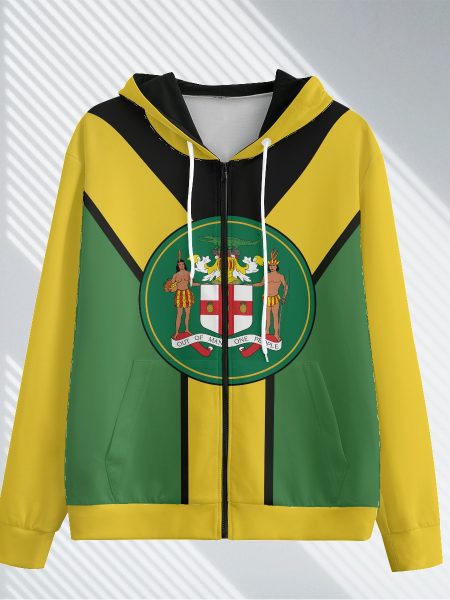 Jamaican Cutler Hoodie Zip Up Sweater With Pocket Interlock