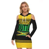 Straight Outta Jamaica Hoodie Dress Women Tight Bodycon Street Gear