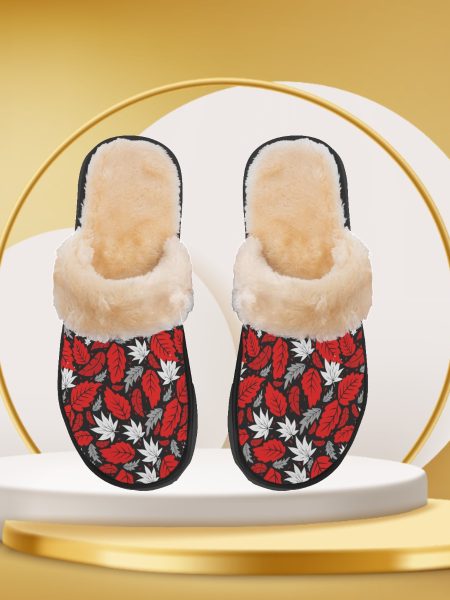 Falling Leaves Women Slippers Home Plush Cozy