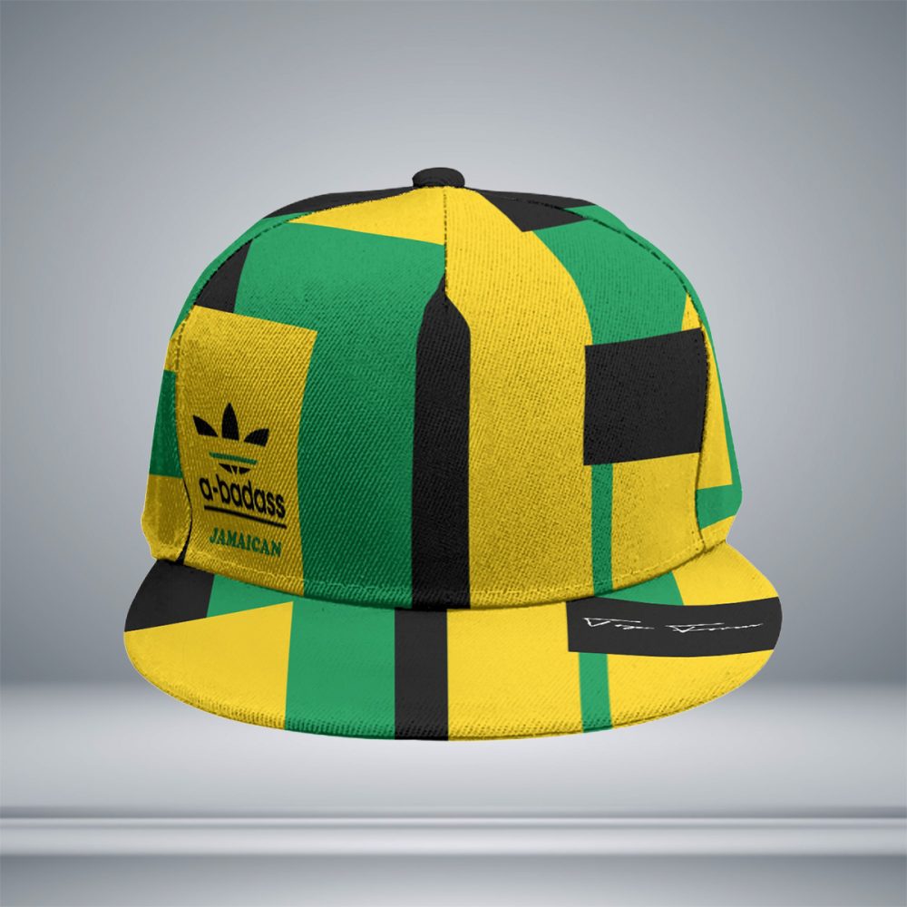 Jamaican Design Snapback Baseball Cap With Flat Brim