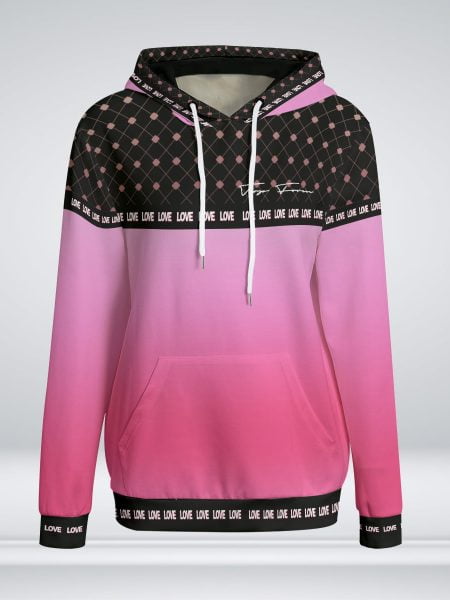 Pink Is Love Women Pullover Hoodie Dazzling Sweater Interlock