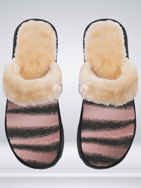 Women Striped Slippers Home Plush To Cuddly Your Feet