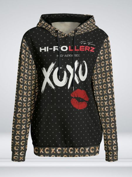 XOXO Lipstick Pullover Hoodie Women Streetwear Sweater Interlock