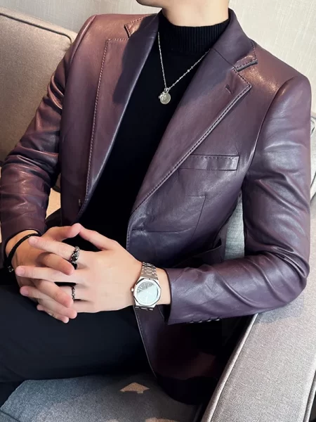 Blazers Leather Men Coats Clothing Business Fashion High Quality