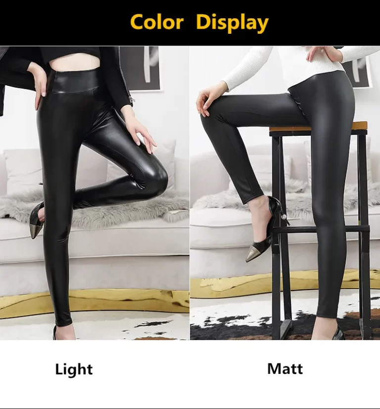 Everbellus-High-Waist-Leather-Leggings-for-Women-Black-Light-Matt-Thin-Thick-Femme-Fitness-PU-Leggings-4