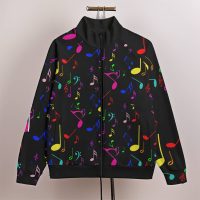 Teddy Bear Collar Jacket Music Mess Stand Up With Raglan Sleeve