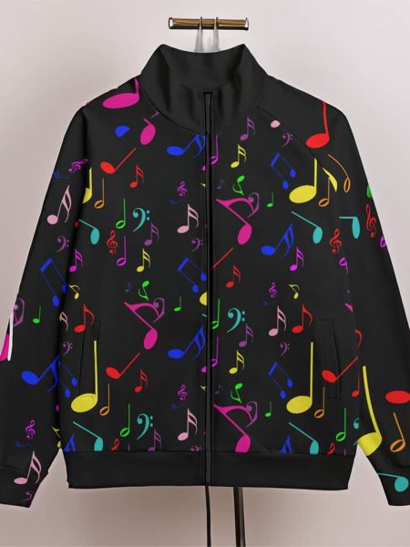 Teddy Bear Collar Jacket Music Mess Stand Up With Raglan Sleeve