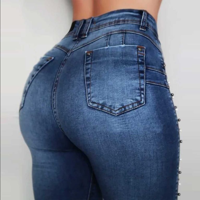 High-Waist-Denim-Skinny-Pencil-Pants-Women-Beaded-Jeans-3
