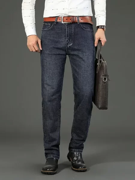 Business Men Jeans Pants Casual Straight Stretch Fashion