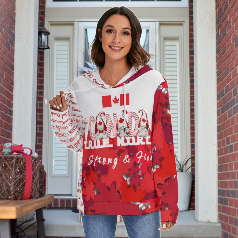Women Cozy Canadian Hoodie Comfort Stylish Empowered Heavy Fleece Side Zipper