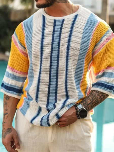 Hollow Out Men Sweater Summer Pullover Tops