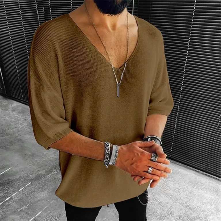 New-2024-Men-s-Summer-Short-Sleeve-Knit-Tops-Shirts-Casual-V-neck-British-Loose-Shirts (1)
