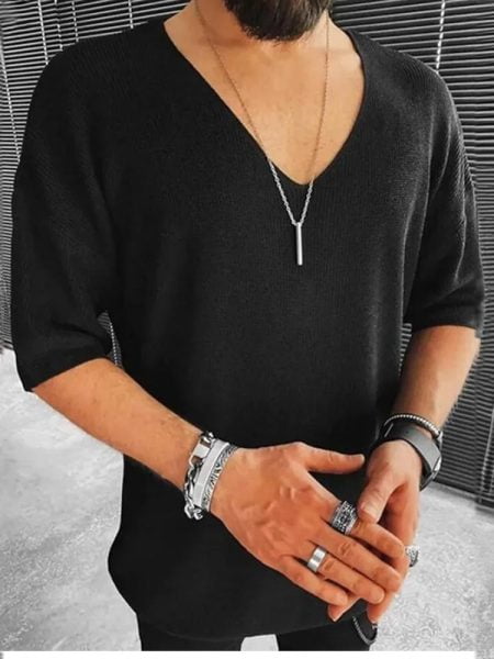 Short Sleeve Knit Sweater Tops Men Summer Shirts