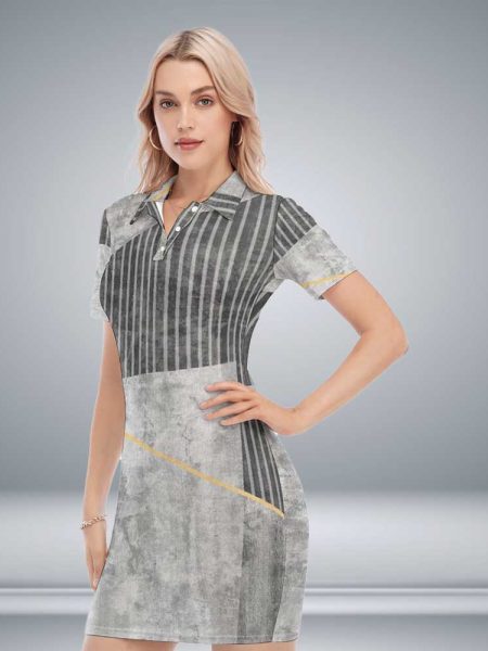 Stylish Stripes Mini Dress Elevate Your Look with Polo Collar