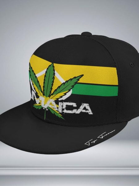 Jamaican Weed Leaf Hat Baseball Cap With Flat Brim