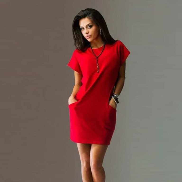 Short-Sleeved-Commuter-Mini-Dress-Women-Tricolor-1