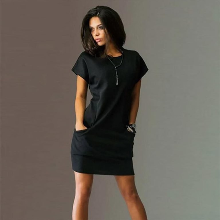 Short-Sleeved-Commuter-Mini-Dress-Women-Tricolor-5
