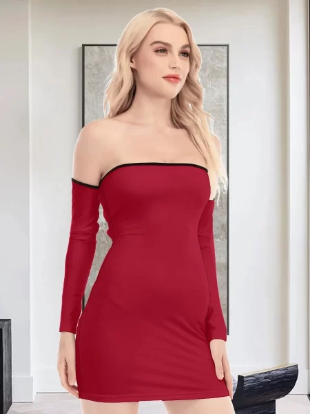 Off-shoulder Mini Dress Bodycon Sleek and Sultry for Nighttime