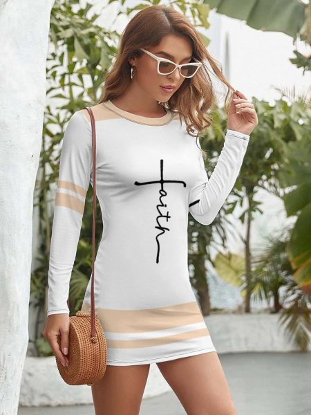 Bodycon Mini Dress Faith Long Sleeve Night Out Fashion