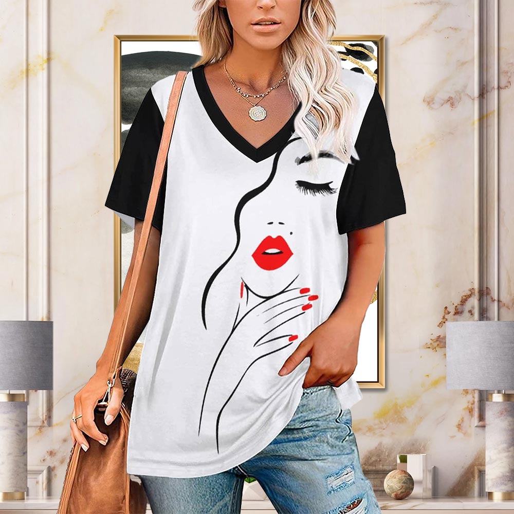 Queen Face T-Shirts Short Sleeve Women Casual Printed Tees